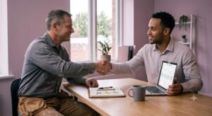 Pittsburgh home service website design 4 Contractor shaking hands with a web design partner, an example of the trust-first approach behind Pittsburgh home service website design