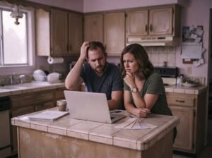 Web Design for Remodelers 2 Homeowner couple researching kitchen remodelers on a laptop, showing why generic websites lose remodeling projects before the first call